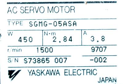 Yaskawa SGMG-05ASA label image