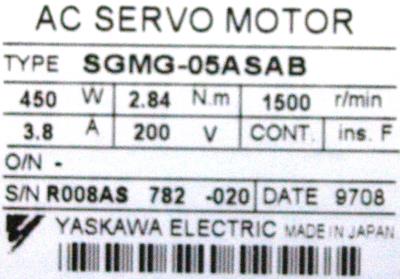 Yaskawa SGMG-05ASAB label image