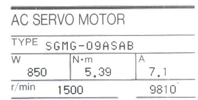 Yaskawa SGMG-09ASAB label image