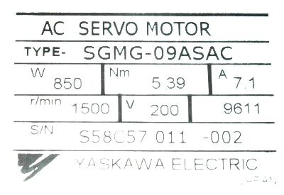 New Refurbished Exchange Repair  Yaskawa Motors-AC Servo SGMG-09ASAC Precision Zone