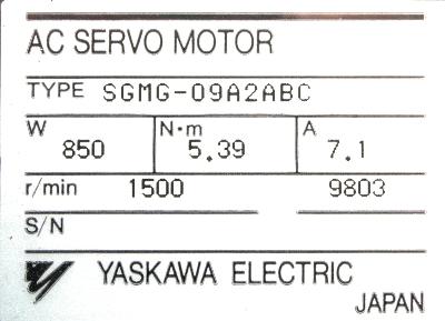 Yaskawa SGMG-09B2ABC label image