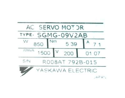 Yaskawa SGMG-09V2AB label image