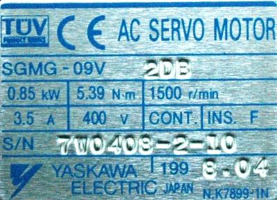 Yaskawa SGMG-09V2DB label image