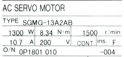 Yaskawa SGMG-13A2AB label image