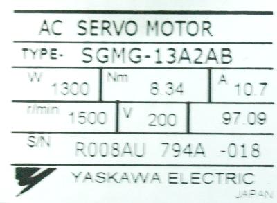 Yaskawa SGMG-13A2ABS label image