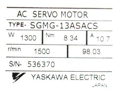 Yaskawa SGMG-13ASACS label image