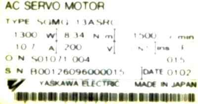 New Refurbished Exchange Repair  Yaskawa Motors-AC Servo SGMG-13ASRC Precision Zone