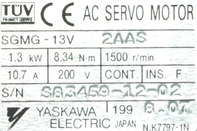 Yaskawa SGMG-13V2AAS label image