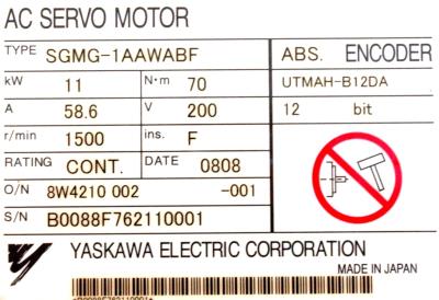 Yaskawa SGMG-1AAWABF label image