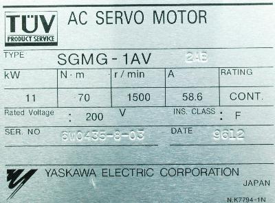 Yaskawa SGMG-1AV2AB label image