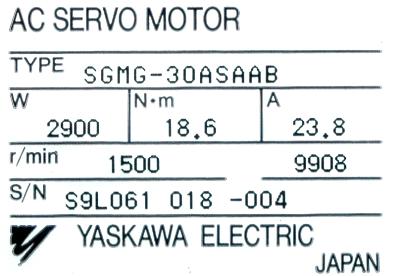Yaskawa SGMG-30ASAAB label image