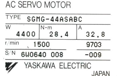 Yaskawa SGMG-44ASABC label image
