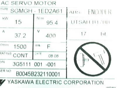 Yaskawa SGMGH-1ED2A61 label image
