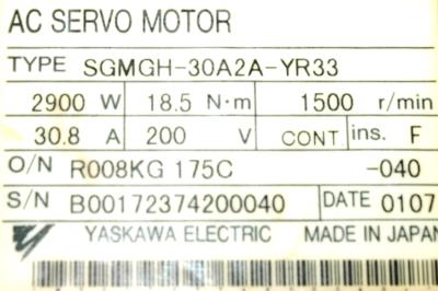 Yaskawa SGMGH-30A2A-YR33 label image