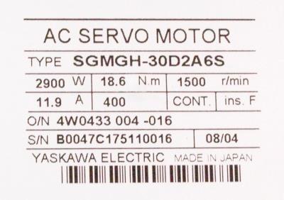 Yaskawa SGMGH-30D2A6S label image