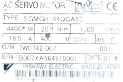 New Refurbished Exchange Repair  Yaskawa Motors-AC Servo SGMGH-44QCA6C Precision Zone