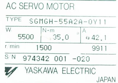 Yaskawa SGMGH-55A2A-OY11 label image