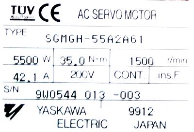 Yaskawa SGMGH-55A2A61 label image