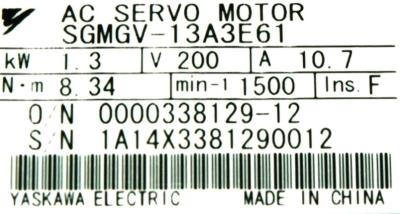 Yaskawa SGMGV-13A3E61 label image