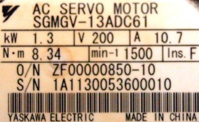 Yaskawa SGMGV-13ADC61 label image