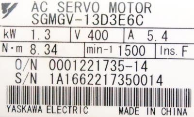 Yaskawa SGMGV-13D3E6C label image