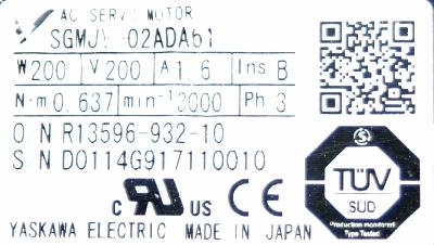 Yaskawa SGMJV-02ADA61 label image
