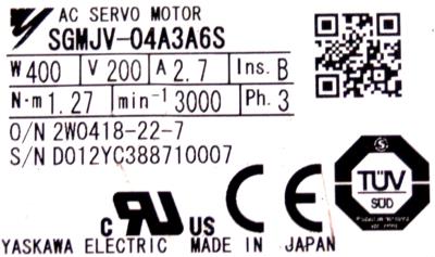 New Refurbished Exchange Repair  Yaskawa Motors-AC Servo SGMJV-04A3A6S Precision Zone