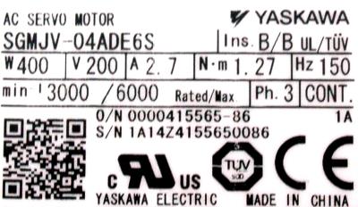 Yaskawa SGMJV-04ADE6S label image