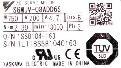 Yaskawa SGMJV-08ADD6S label image