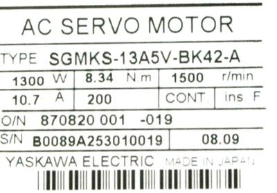 Yaskawa SGMKS-13A5V-BK42-A label image