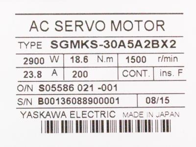 Yaskawa SGMKS-30A5A2BX2 label image