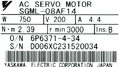 Yaskawa SGML-08AF14 label image
