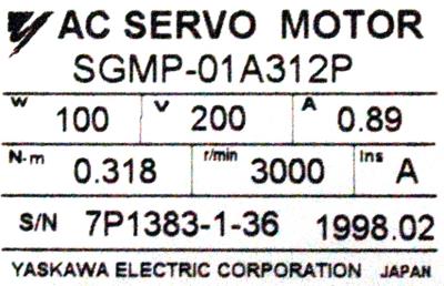 Yaskawa SGMP-01A312P label image