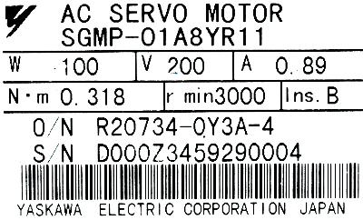 Yaskawa SGMP-01A8YR11 label image