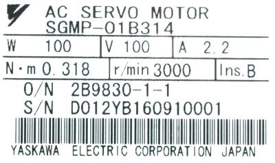 Yaskawa SGMP-01B314 label image