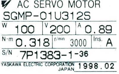 Yaskawa SGMP-01U312S label image