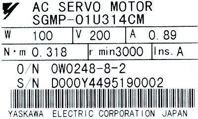 Yaskawa SGMP-01U314CM label image