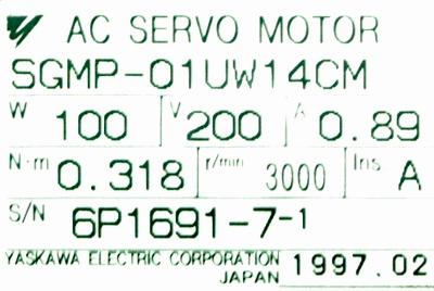 Yaskawa SGMP-01UW14CM label image