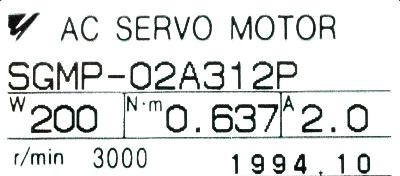 Yaskawa SGMP-02A312P label image