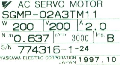 Yaskawa SGMP-02A3TM11 label image