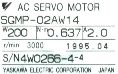 Yaskawa SGMP-02AW14 label image