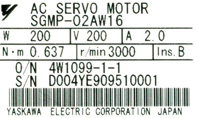 Yaskawa SGMP-02AW16 label image