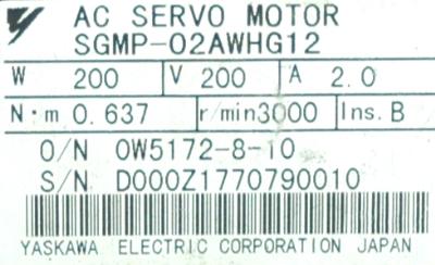 Yaskawa SGMP-02AWHG12 label image