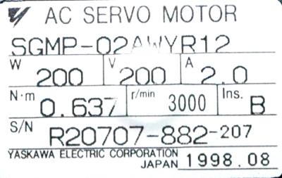 Yaskawa SGMP-02AWYR12 label image