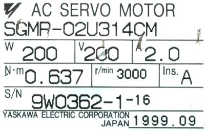 Yaskawa SGMP-02U314CM label image