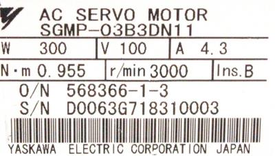 Yaskawa SGMP-03B3DN11 label image