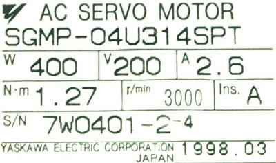 Yaskawa SGMP-04U314SPT label image