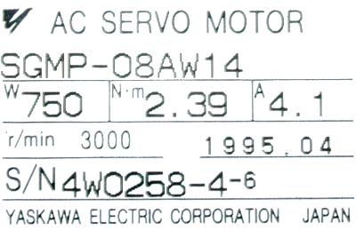Yaskawa SGMP-08AW14 label image