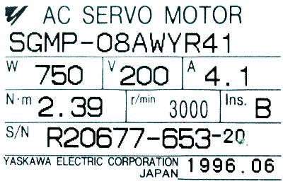 Yaskawa SGMP-08AWYR41 label image