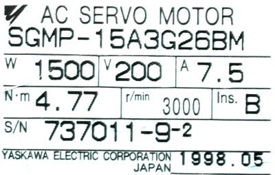 Yaskawa SGMP-15A3G26BM label image